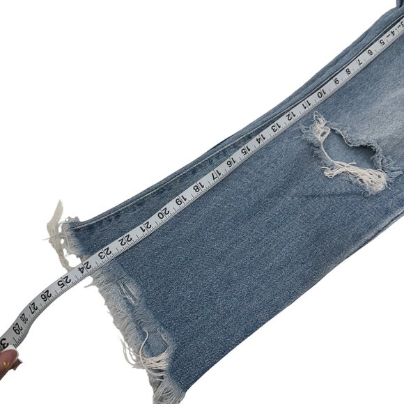 By.Rewash Womens Distressed Flared Leg Cropped Jeans Size 7/28 Medium Wash - Picture 7 of 10